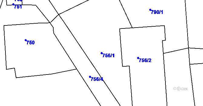Parcela st. 756/1 v KÚ Nové Město pod Smrkem, Katastrální mapa