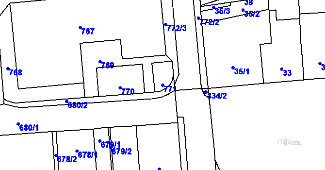 Parcela st. 771 v KÚ Nové Město pod Smrkem, Katastrální mapa