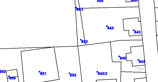 Parcela st. 862 v KÚ Nové Město pod Smrkem, Katastrální mapa
