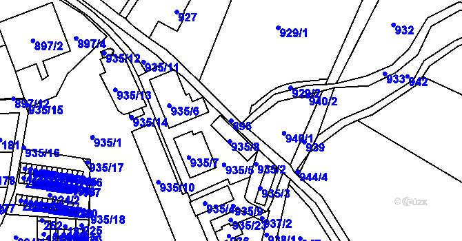 Parcela st. 896 v KÚ Nové Město pod Smrkem, Katastrální mapa