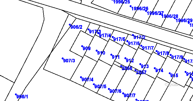Parcela st. 910 v KÚ Nové Město pod Smrkem, Katastrální mapa