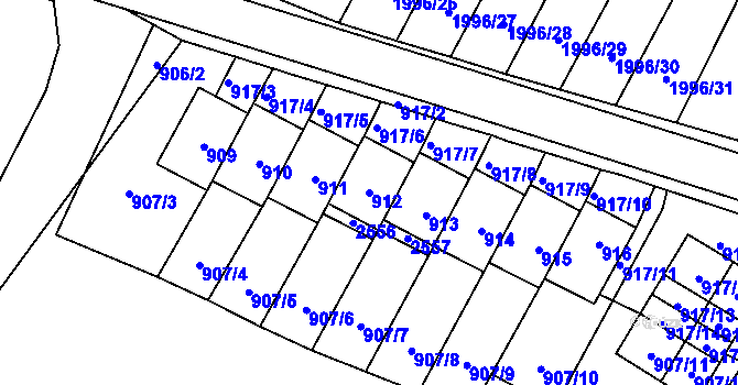 Parcela st. 912 v KÚ Nové Město pod Smrkem, Katastrální mapa