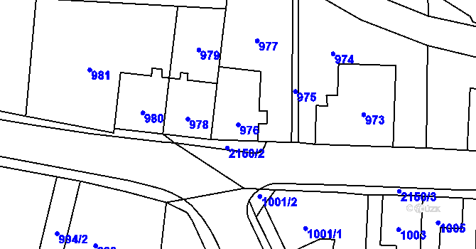 Parcela st. 976 v KÚ Nové Město pod Smrkem, Katastrální mapa
