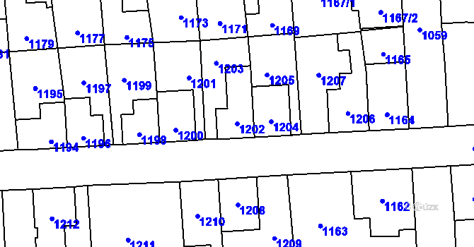 Parcela st. 1202 v KÚ Nové Město pod Smrkem, Katastrální mapa