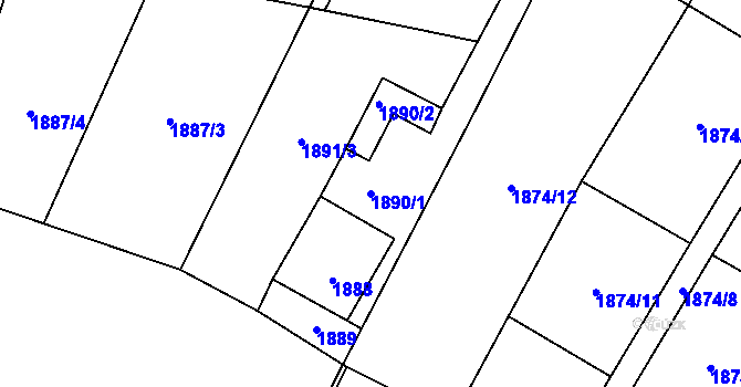 Parcela st. 1890/1 v KÚ Nové Město pod Smrkem, Katastrální mapa