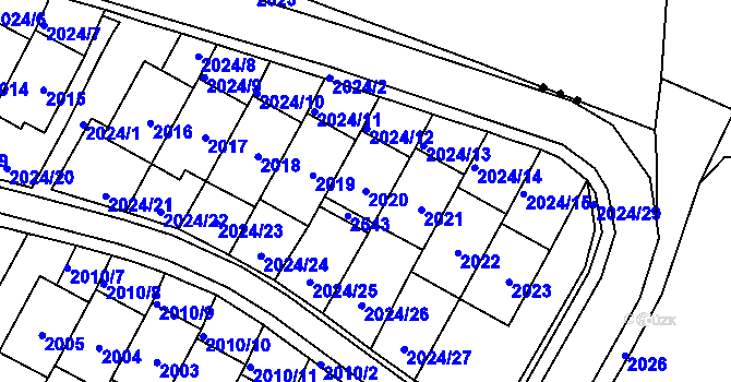 Parcela st. 2020 v KÚ Nové Město pod Smrkem, Katastrální mapa