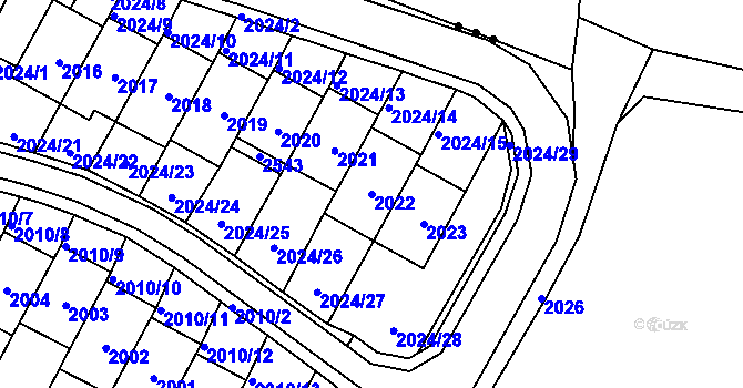 Parcela st. 2022 v KÚ Nové Město pod Smrkem, Katastrální mapa