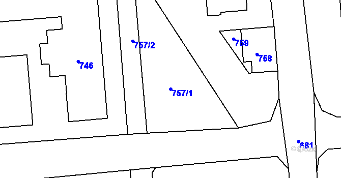 Parcela st. 757/1 v KÚ Nové Město pod Smrkem, Katastrální mapa