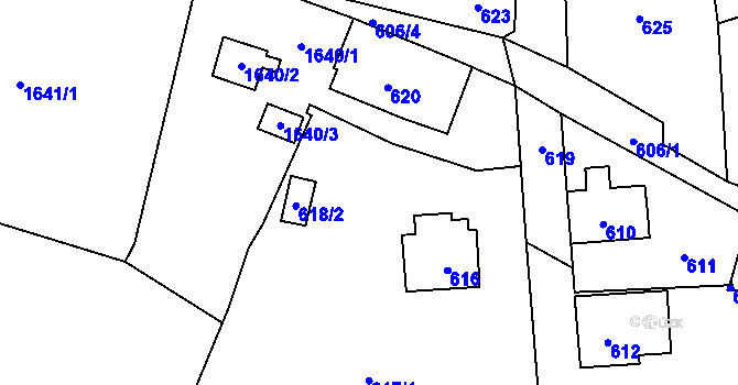 Parcela st. 618/1 v KÚ Nové Město pod Smrkem, Katastrální mapa
