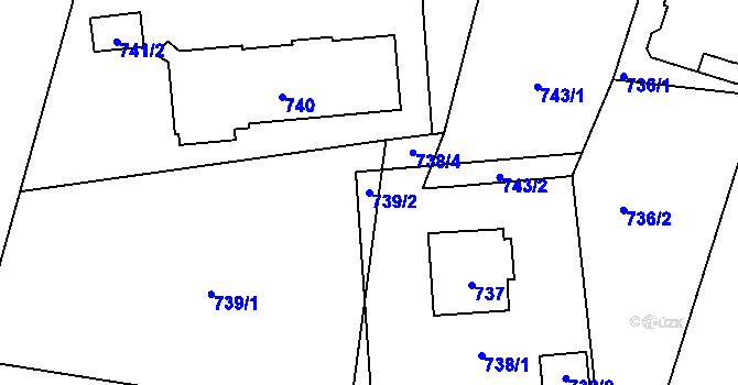 Parcela st. 739/2 v KÚ Nové Město pod Smrkem, Katastrální mapa
