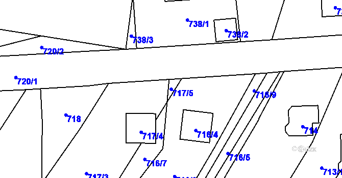 Parcela st. 717/5 v KÚ Nové Město pod Smrkem, Katastrální mapa