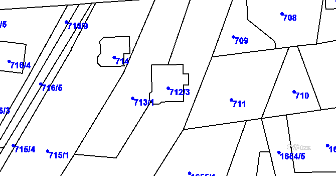 Parcela st. 712/3 v KÚ Nové Město pod Smrkem, Katastrální mapa