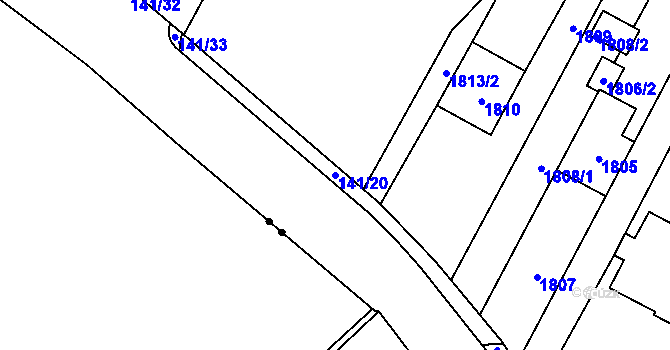 Parcela st. 141/20 v KÚ Nové Město pod Smrkem, Katastrální mapa