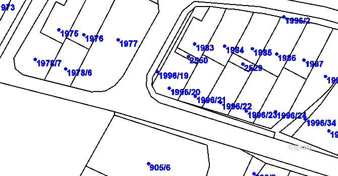 Parcela st. 1996/20 v KÚ Nové Město pod Smrkem, Katastrální mapa