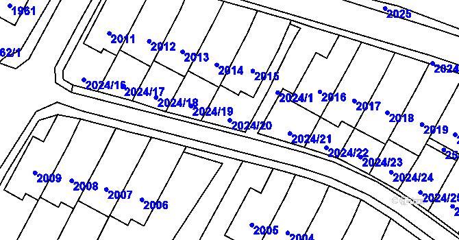 Parcela st. 2024/20 v KÚ Nové Město pod Smrkem, Katastrální mapa