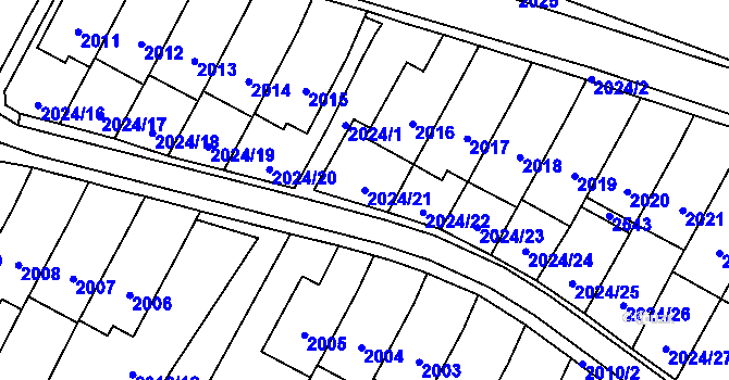 Parcela st. 2024/21 v KÚ Nové Město pod Smrkem, Katastrální mapa