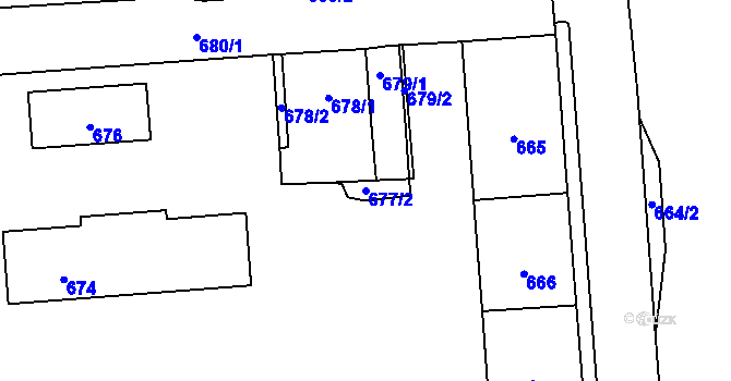 Parcela st. 677/2 v KÚ Nové Město pod Smrkem, Katastrální mapa