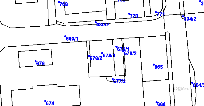 Parcela st. 678/1 v KÚ Nové Město pod Smrkem, Katastrální mapa