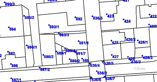 Parcela st. 591/1 v KÚ Nové Město pod Smrkem, Katastrální mapa