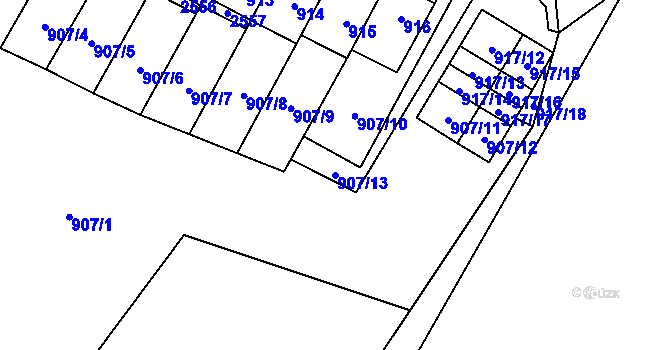 Parcela st. 907/13 v KÚ Nové Město pod Smrkem, Katastrální mapa