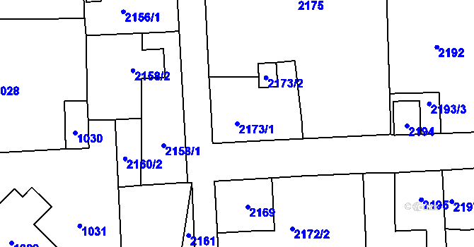 Parcela st. 2173/1 v KÚ Nové Město pod Smrkem, Katastrální mapa