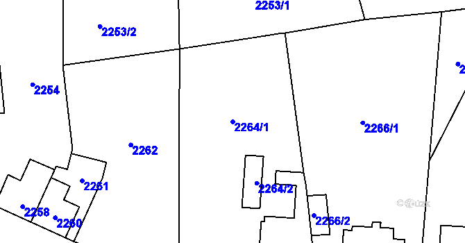 Parcela st. 2264/1 v KÚ Nové Město pod Smrkem, Katastrální mapa