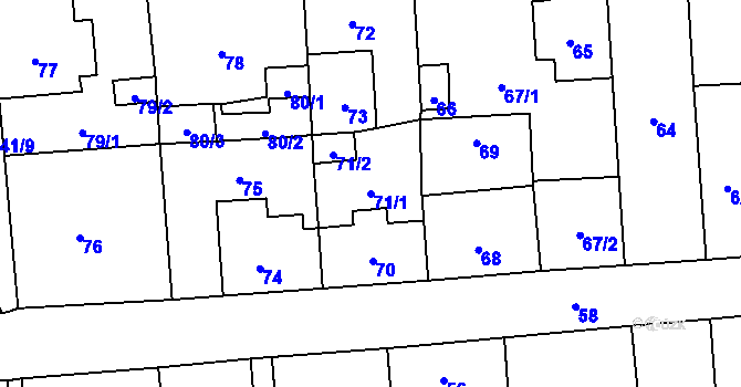Parcela st. 71/1 v KÚ Nové Město pod Smrkem, Katastrální mapa