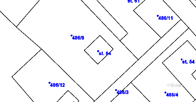 Parcela st. 64 v KÚ Mítov, Katastrální mapa