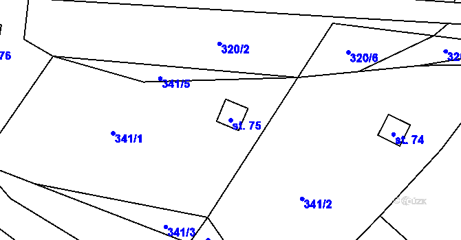 Parcela st. 75 v KÚ Mítov, Katastrální mapa