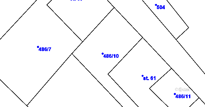 Parcela st. 486/10 v KÚ Mítov, Katastrální mapa