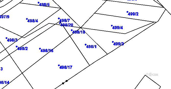 Parcela st. 498/1 v KÚ Mítov, Katastrální mapa