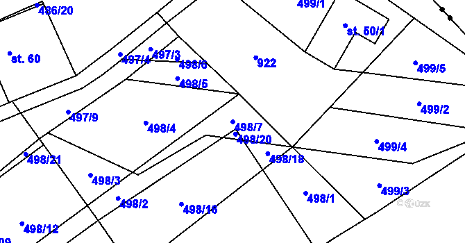 Parcela st. 498/7 v KÚ Mítov, Katastrální mapa