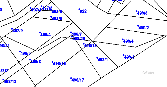 Parcela st. 498/18 v KÚ Mítov, Katastrální mapa