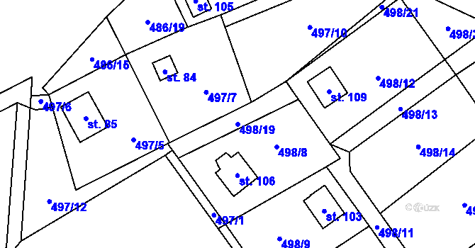 Parcela st. 498/19 v KÚ Mítov, Katastrální mapa
