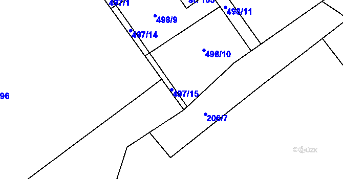 Parcela st. 497/15 v KÚ Mítov, Katastrální mapa