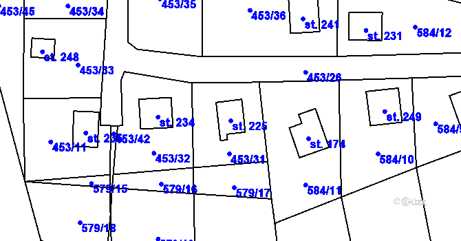 Parcela st. 225 v KÚ Nové Mitrovice, Katastrální mapa