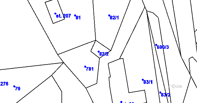 Parcela st. 82/2 v KÚ Nové Mitrovice, Katastrální mapa