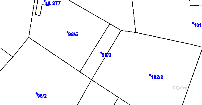 Parcela st. 98/3 v KÚ Nové Mitrovice, Katastrální mapa