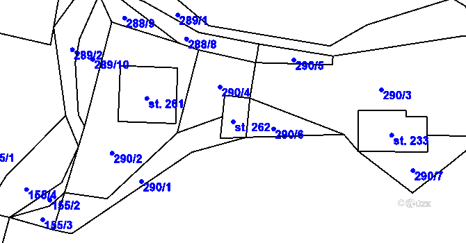 Parcela st. 262 v KÚ Nové Mitrovice, Katastrální mapa
