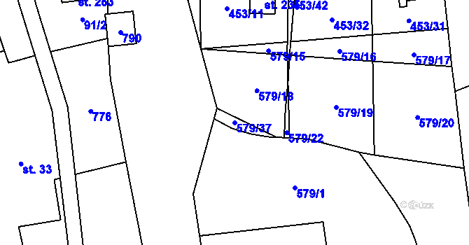 Parcela st. 579/37 v KÚ Nové Mitrovice, Katastrální mapa