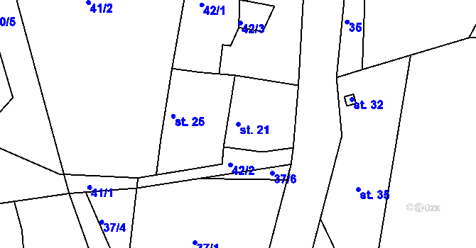 Parcela st. 21 v KÚ Planiny, Katastrální mapa