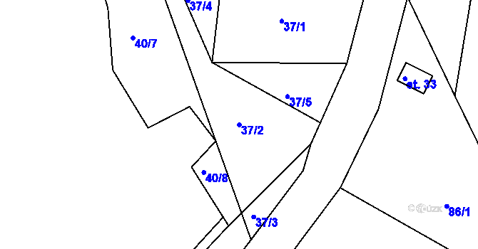 Parcela st. 37/2 v KÚ Planiny, Katastrální mapa
