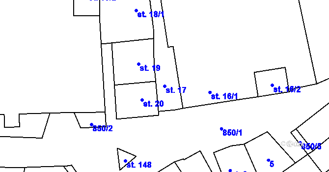 Parcela st. 17 v KÚ Nové Ouholice, Katastrální mapa
