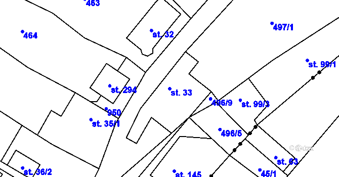 Parcela st. 33 v KÚ Nové Ouholice, Katastrální mapa