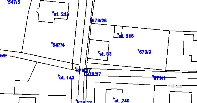 Parcela st. 83 v KÚ Nové Ouholice, Katastrální mapa