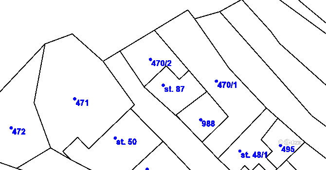Parcela st. 87 v KÚ Nové Ouholice, Katastrální mapa