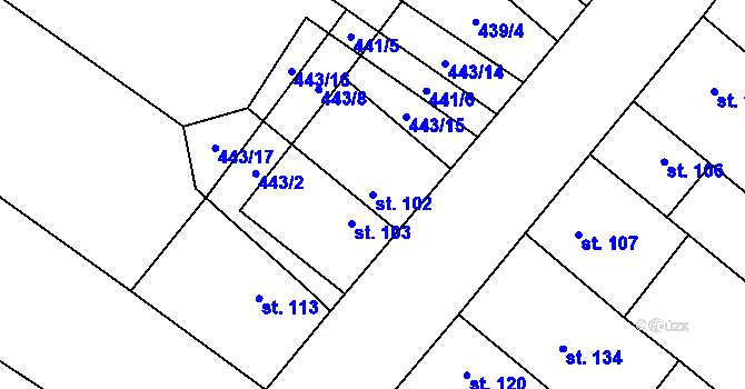 Parcela st. 102 v KÚ Nové Ouholice, Katastrální mapa