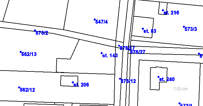 Parcela st. 143 v KÚ Nové Ouholice, Katastrální mapa