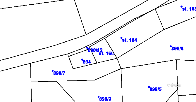 Parcela st. 166 v KÚ Nové Ouholice, Katastrální mapa