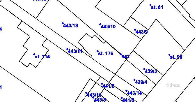 Parcela st. 176 v KÚ Nové Ouholice, Katastrální mapa